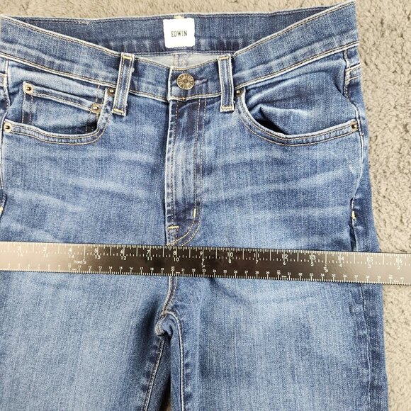 Edwin Bree Jeans Women's Size 26 Deja Blue Classic Straight Leg Mid Rise Ankle - Picture 7 of 12